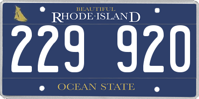 RI license plate 229920