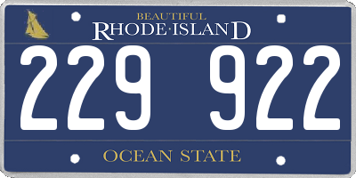 RI license plate 229922