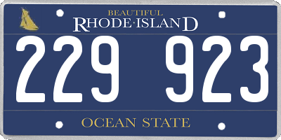 RI license plate 229923