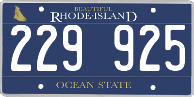 RI license plate 229925