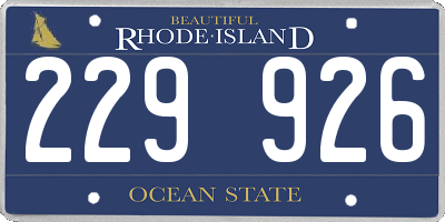 RI license plate 229926