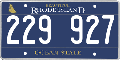 RI license plate 229927