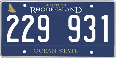RI license plate 229931