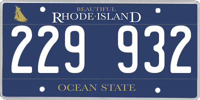 RI license plate 229932