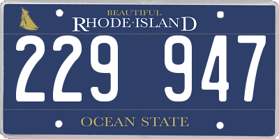 RI license plate 229947