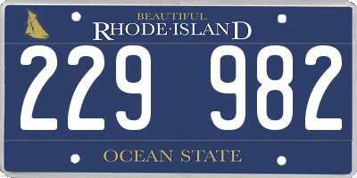 RI license plate 229982