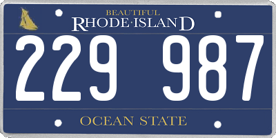 RI license plate 229987