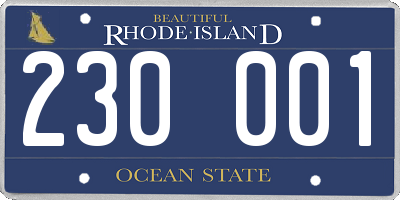 RI license plate 230001