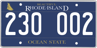 RI license plate 230002