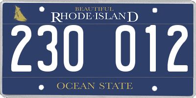 RI license plate 230012