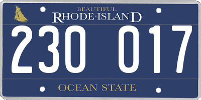 RI license plate 230017