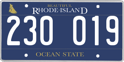RI license plate 230019