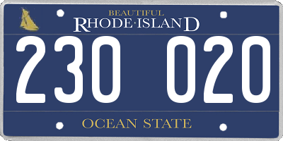 RI license plate 230020