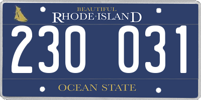 RI license plate 230031
