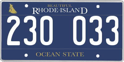 RI license plate 230033