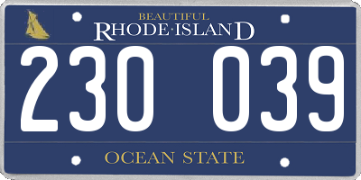 RI license plate 230039