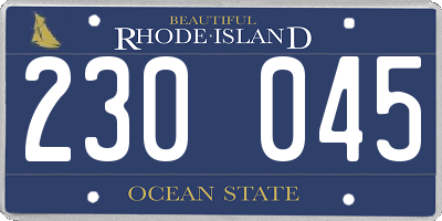 RI license plate 230045
