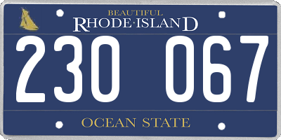 RI license plate 230067