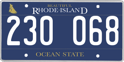 RI license plate 230068