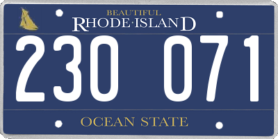 RI license plate 230071