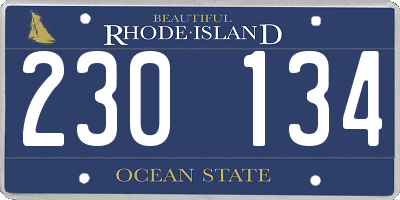 RI license plate 230134