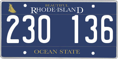 RI license plate 230136