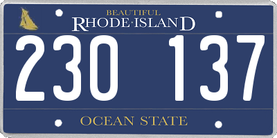 RI license plate 230137