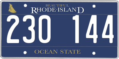 RI license plate 230144