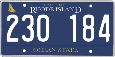 RI license plate 230184