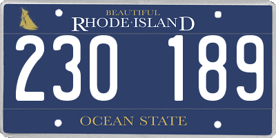 RI license plate 230189