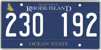 RI license plate 230192