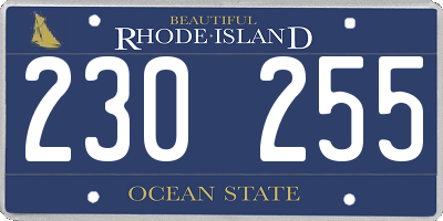 RI license plate 230255