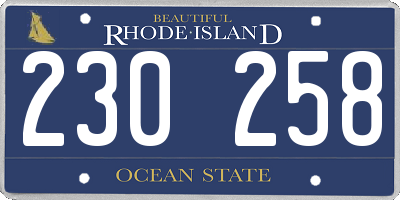 RI license plate 230258