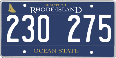 RI license plate 230275