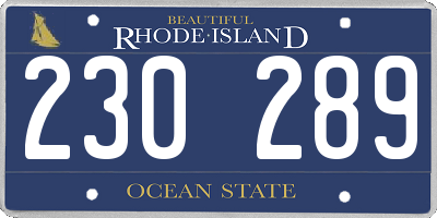 RI license plate 230289