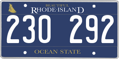 RI license plate 230292