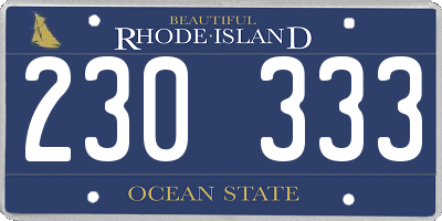 RI license plate 230333
