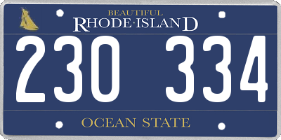 RI license plate 230334