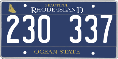 RI license plate 230337