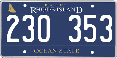 RI license plate 230353