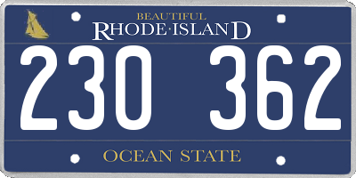 RI license plate 230362