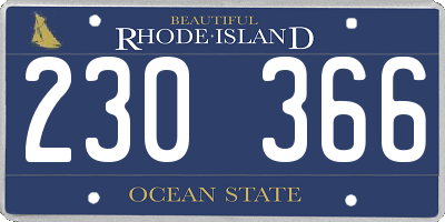 RI license plate 230366