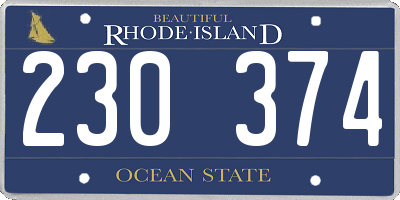 RI license plate 230374