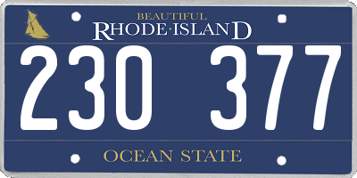 RI license plate 230377