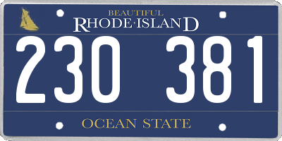 RI license plate 230381