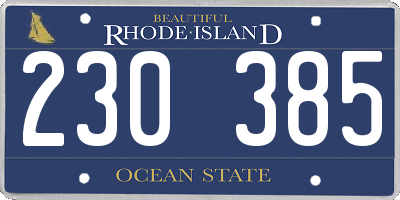 RI license plate 230385