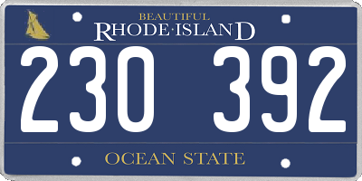 RI license plate 230392
