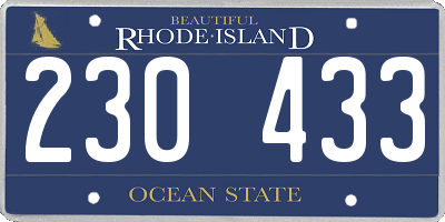 RI license plate 230433