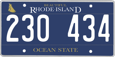 RI license plate 230434