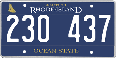 RI license plate 230437